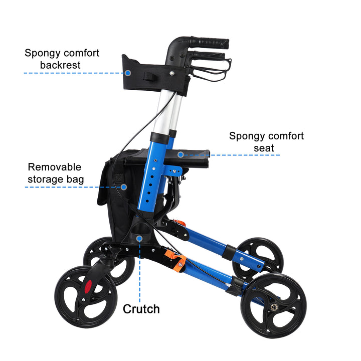 Rollator Walker for Seniors with Storage Bag Upgraded Thumb Press Button for Height Adjustment Folding Lightweight Image 4