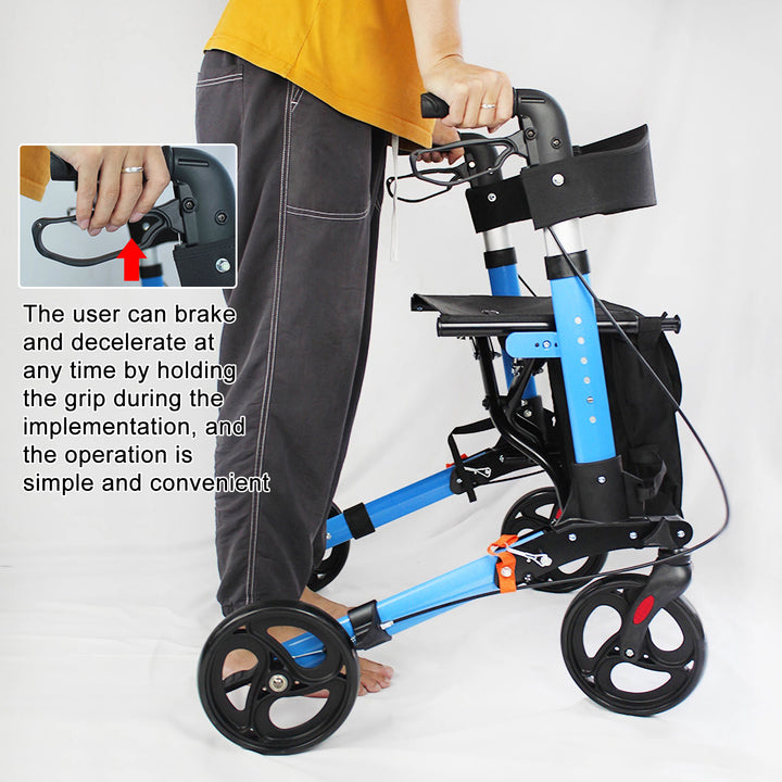 Rollator Walker for Seniors with Storage Bag Upgraded Thumb Press Button for Height Adjustment Folding Lightweight Image 7