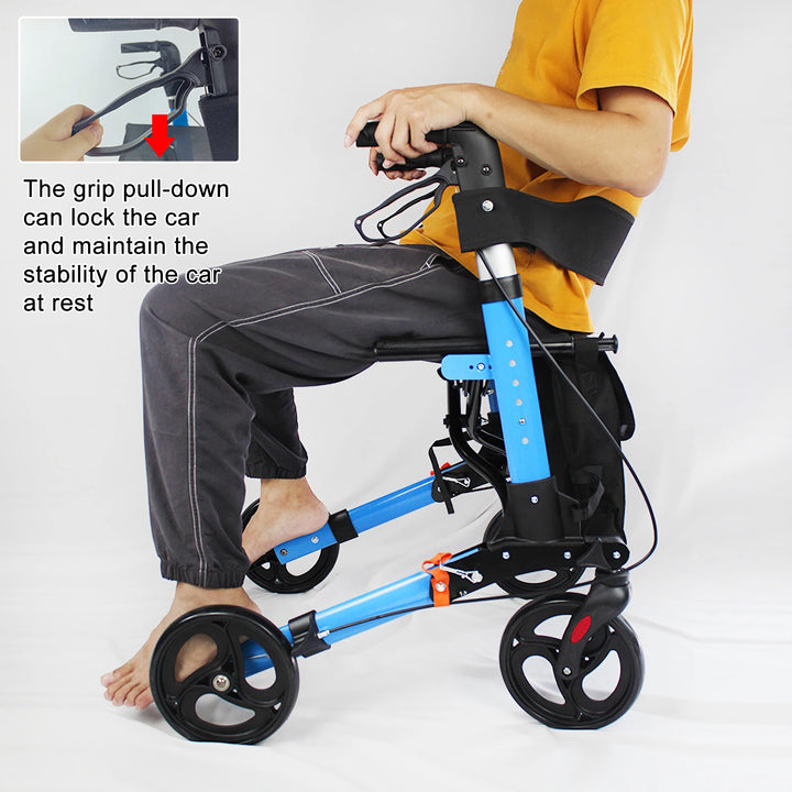 Rollator Walker for Seniors with Storage Bag Upgraded Thumb Press Button for Height Adjustment Folding Lightweight Image 8