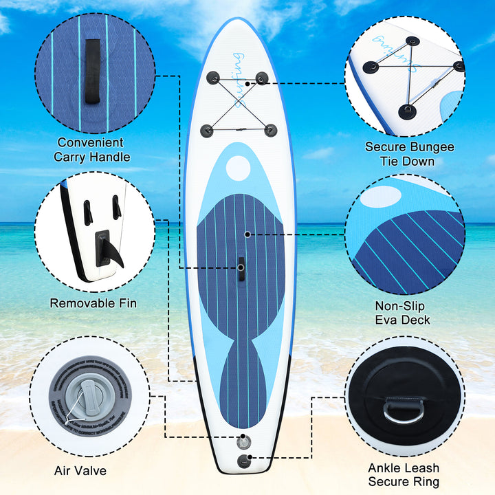 Inflatable Stand Up Adult Paddle Board Single Layer PVC Paddle Board with Carry Bag Hand Pump Retractable Propeller Image 8