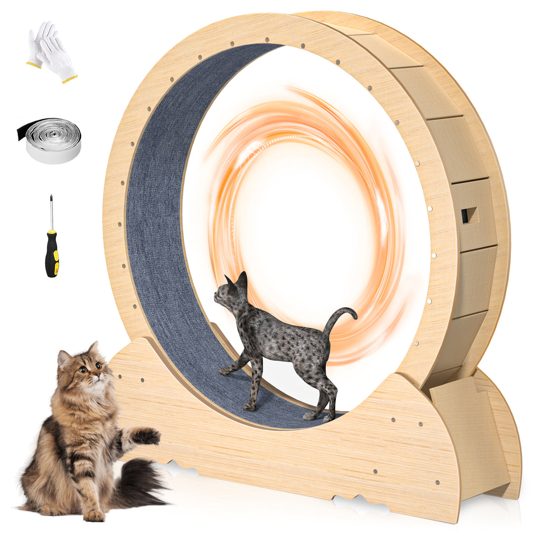 46 inch Large Cat Treadmill Cat Exerciser Indoor Cats Exercise Wheel with Carpeted Runway Cat Running Wheels Weight Loss Image 1