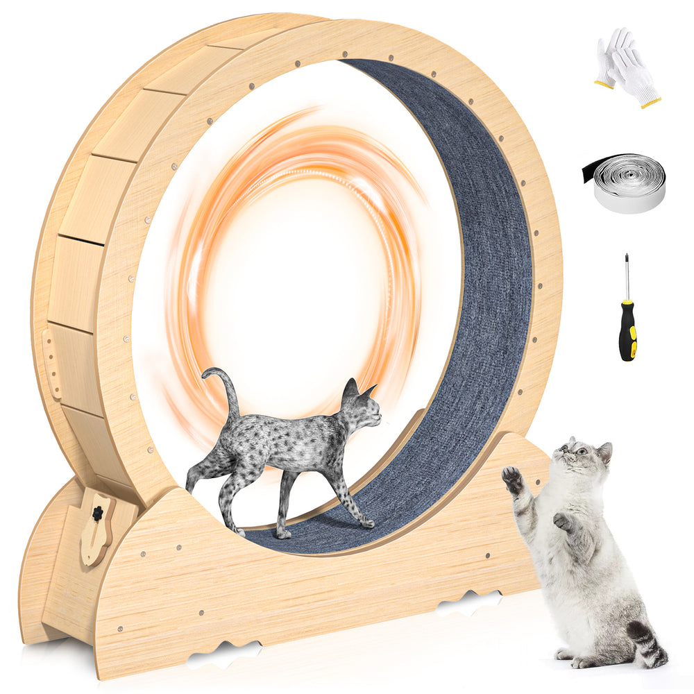 46 inch Large Cat Treadmill Cat Exerciser Indoor Cats Exercise Wheel with Carpeted Runway Cat Running Wheels Weight Loss Image 2