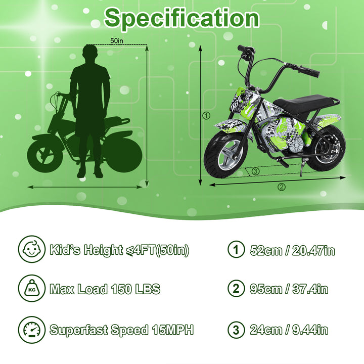 24V Kids Electric Dirt Bike 250W Off-Road Bike Motocross Powerful Motorcycle with 13.67MPH Fast Speed Rubber Tires Twist Image 11