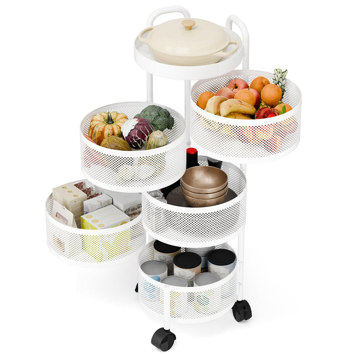 Kitchen Fruit Vegetable Basket Storage Organizer Rotating Storage Shelves Rack Fruit Basket Floor Stand Shelf Fruit Image 4