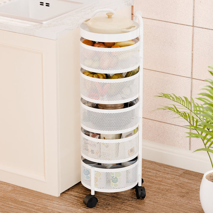 Kitchen Fruit Vegetable Basket Storage Organizer Rotating Storage Shelves Rack Fruit Basket Floor Stand Shelf Fruit Image 10