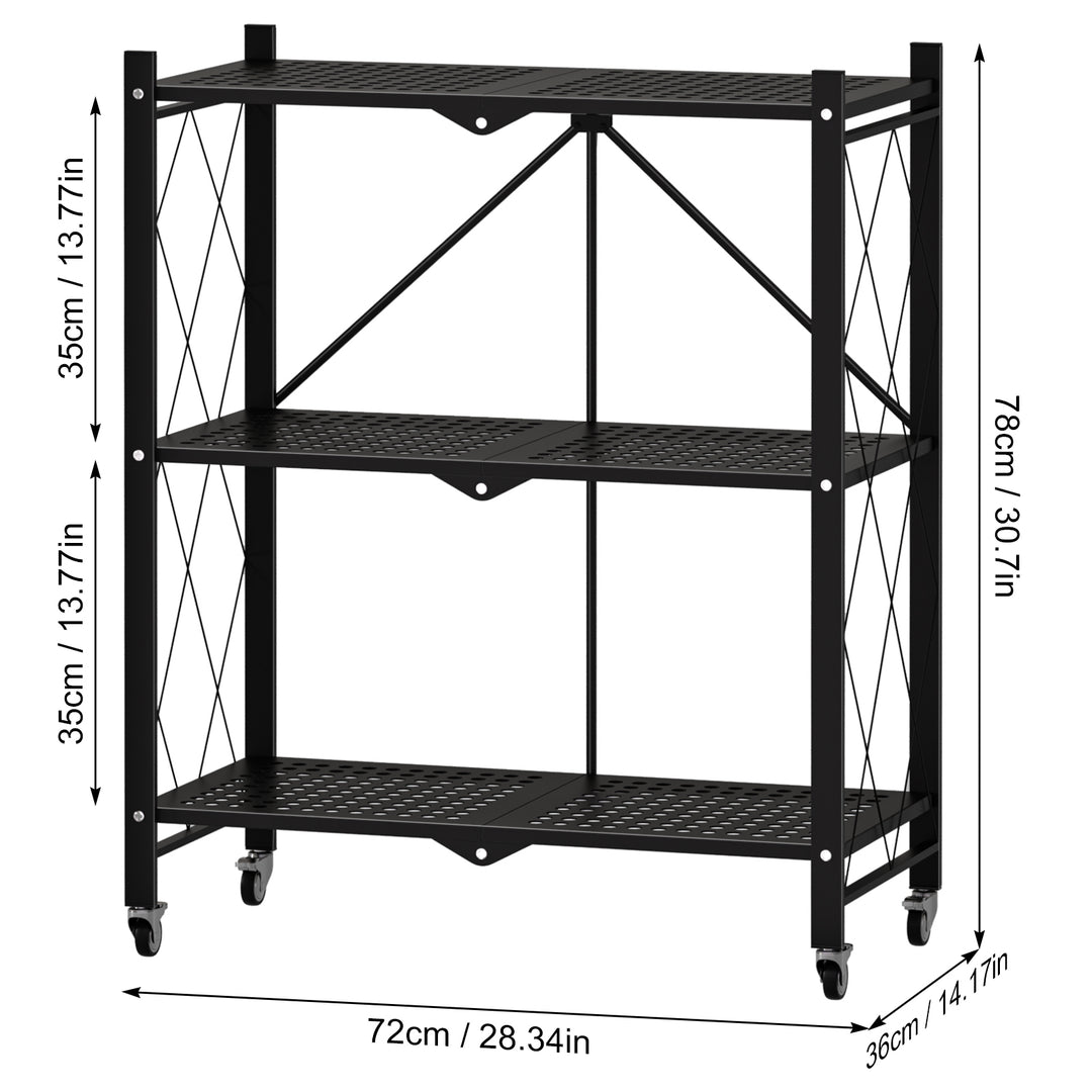 3/4/5 Tiers Foldable Storage Shelves Expandable Folding Bookshelf with Wheels Collapsible Adjustable Storage Rack Metal Image 11