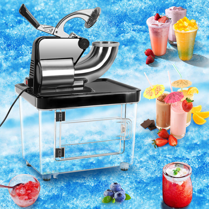 110V Commercial Ice Crusher 300kgs/h 350W Electric Snow Cone Machine with Dual Blades Stainless Steel Shaved Ice Machine Image 4