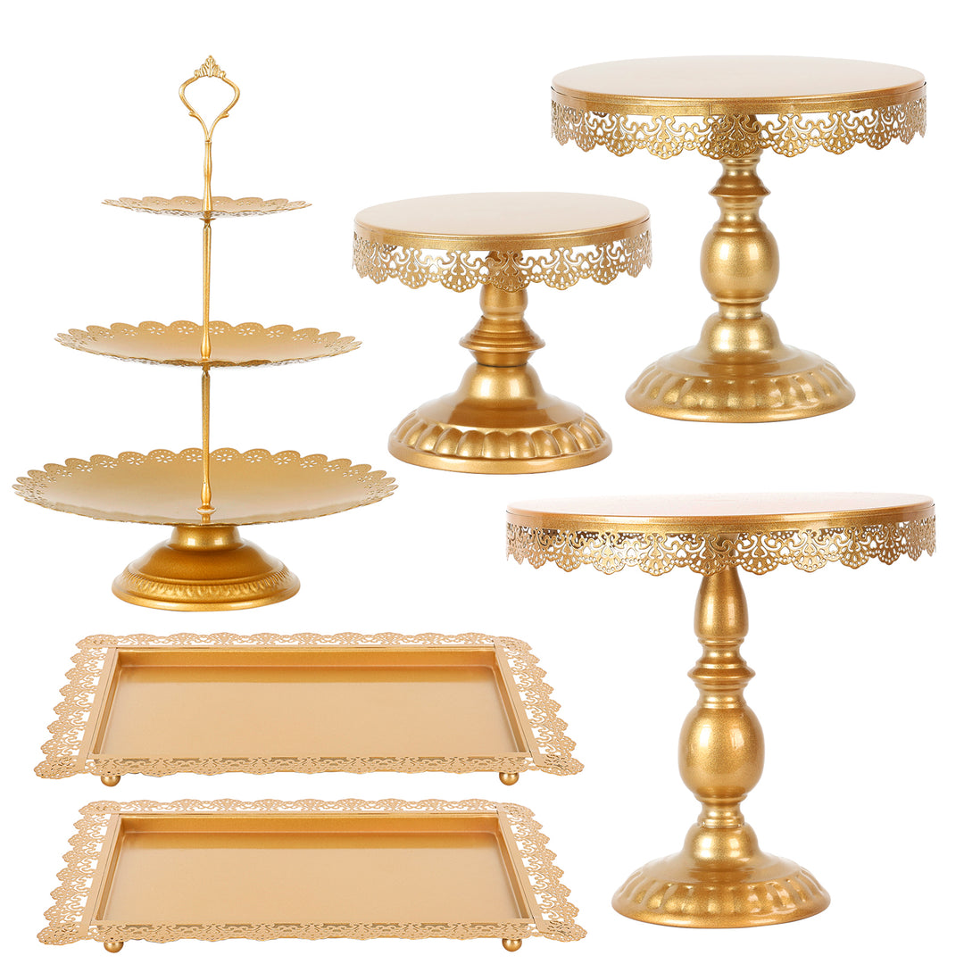 6Pcs Metal Dessert Stands Cake Stands Golden Dessert Table Display Set Donut Fruit Plate Cake Serving Tray Holder Image 4