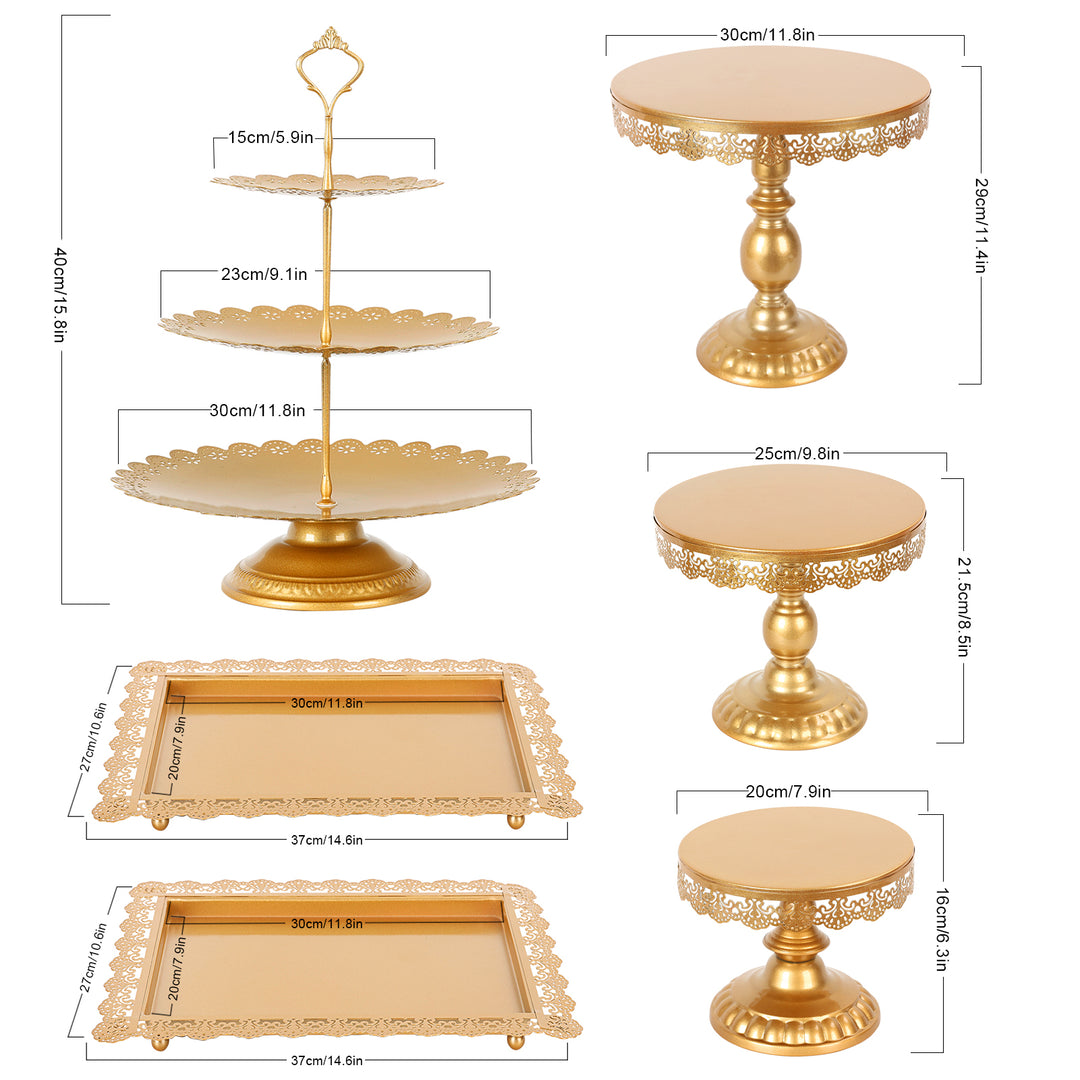 6Pcs Metal Dessert Stands Cake Stands Golden Dessert Table Display Set Donut Fruit Plate Cake Serving Tray Holder Image 6