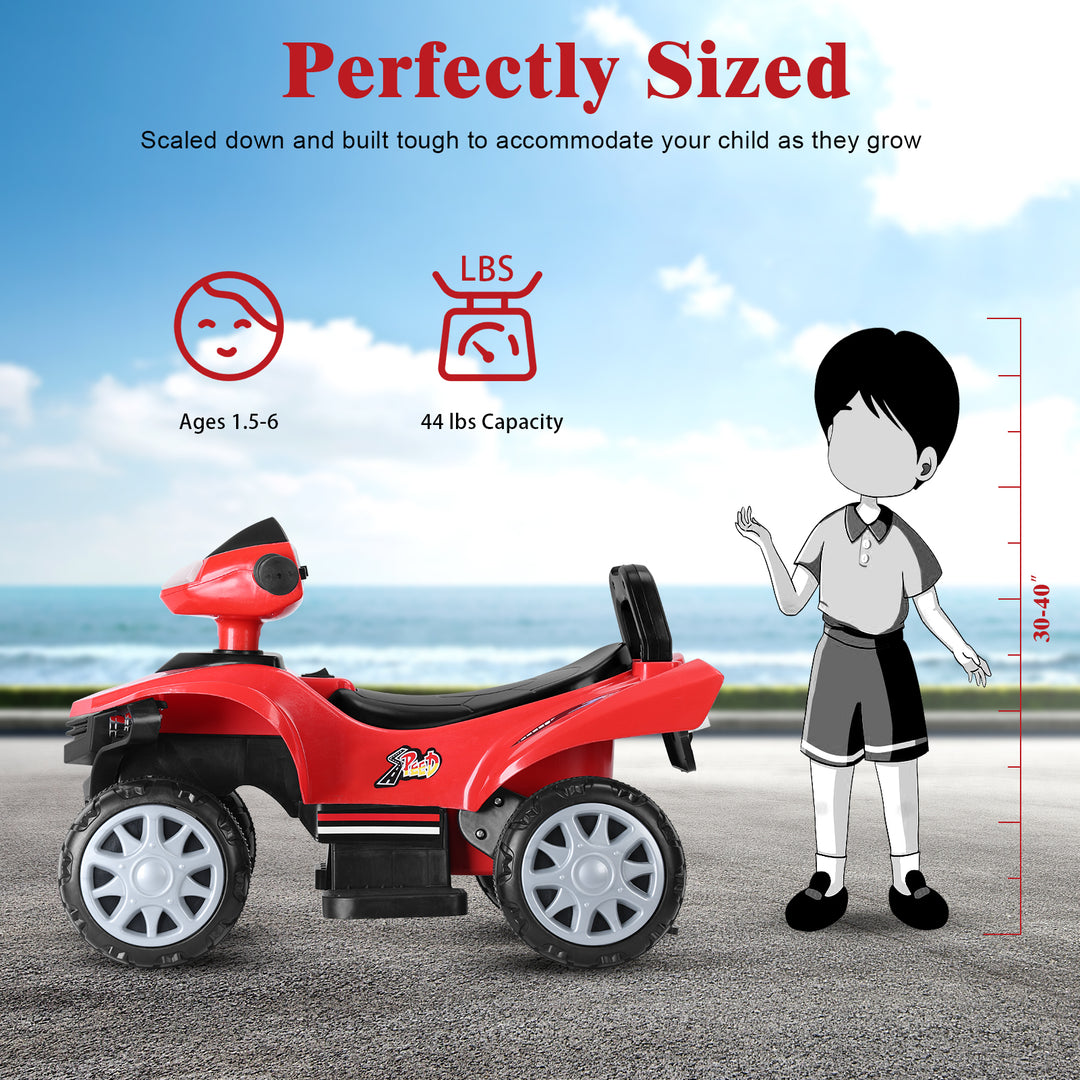 61cm 6V Kids Ride On Car 4-Wheels Quad ATV Play Car Electric Car 1.8MPH Max Speed Treaded Tires Rubber Handles Image 6