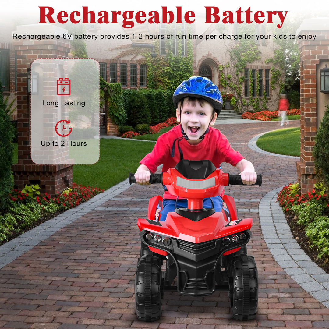 61cm 6V Kids Ride On Car 4-Wheels Quad ATV Play Car Electric Car 1.8MPH Max Speed Treaded Tires Rubber Handles Image 8