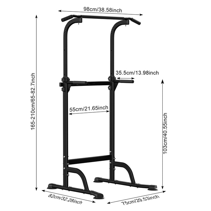 210cm Pull Up Bar Power Tower Dip Station 10 Gears Adjustment Portable Free Standing Pull-up Bar Station for Home Gym Image 4