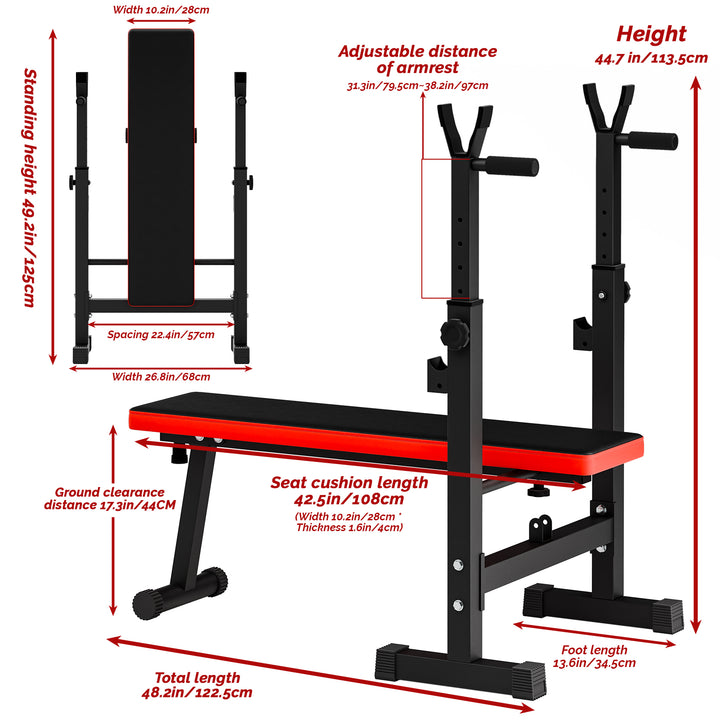 Bench Press Rack Adjustable Weight Bench with Barbell Rack Weight Lifting Bench Press for Home Gym Strength Training Image 6