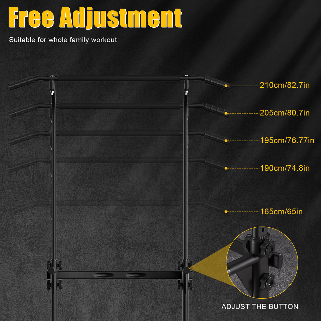 210cm Pull Up Bar Power Tower Dip Station 10 Gears Adjustment Portable Free Standing Pull-up Bar Station for Home Gym Image 8