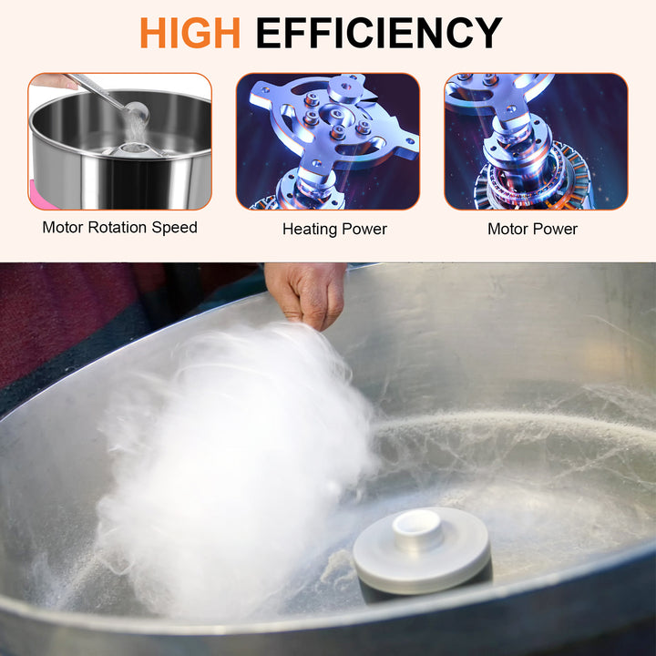 1000W Commercial Electric Cotton Candy Machine Cotton Candy Maker with Stainless Steel Bowl and Spoon Leisure Snack Image 9