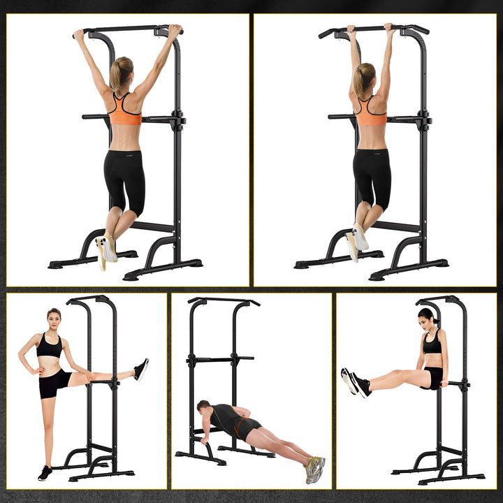 210cm Pull Up Bar Power Tower Dip Station 10 Gears Adjustment Portable Free Standing Pull-up Bar Station for Home Gym Image 9