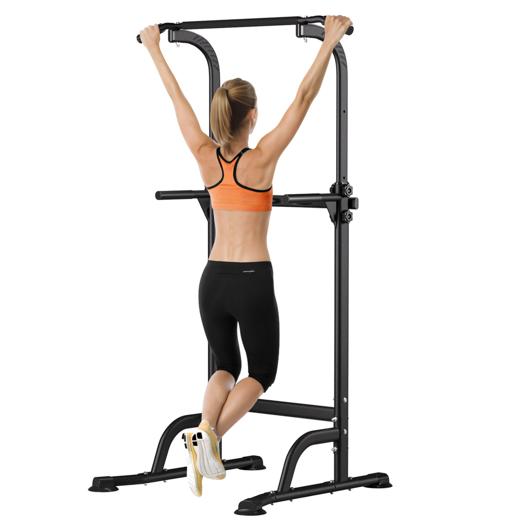 210cm Pull Up Bar Power Tower Dip Station 10 Gears Adjustment Portable Free Standing Pull-up Bar Station for Home Gym Image 11