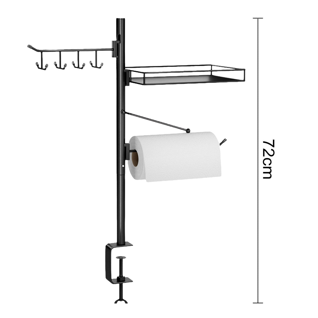 BBQ Grill Caddy Organizer with Paper Towel Holder Condiment Jar Tool Hooks Stable C-Clamp Base Outdoor Grilling Image 6