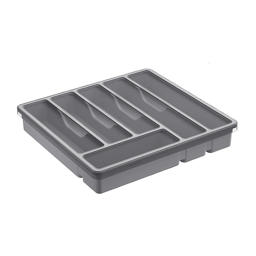 Cutlery Storage Box with Lid 6 Grids Plastic Organizer for Kitchen Countertop Tableware Holder Case for Spoons Forks Image 3