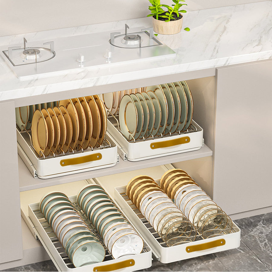 Dish Racks Draining Rack Self-adhesive Stripe Removeable No Drill Drawer Type Smooth Rail Easily Pull-out Dish Plate Image 1