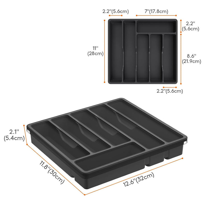 Cutlery Storage Box with Lid 6 Grids Plastic Organizer for Kitchen Countertop Tableware Holder Case for Spoons Forks Image 7