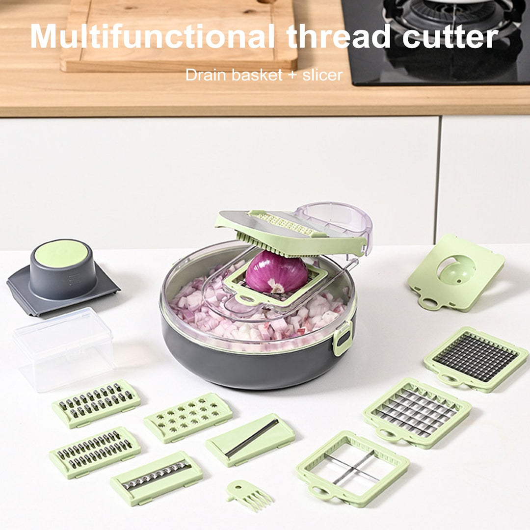 14-in-1 Vegetable Chopper Draining Fruits Cutter with Stainless Steel Blades Easy to Clean Multi-Purpose Kitchen Gadget Image 3