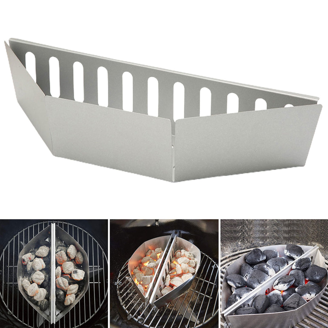 2 Pcs Stainless Steel Charcoal Basket Holder for Grilling Contoured Carbon Briquet Baskets Easy to Clean BBQ Accessories Image 3