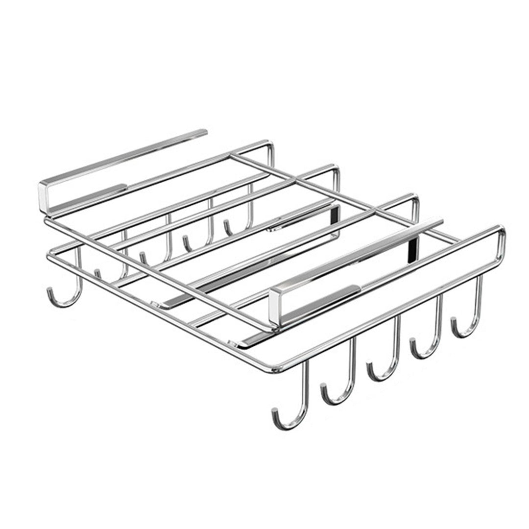 Cabinet Hanger with Multi Hooks Punch-free Installation Stainless Steel Lid Cutting Board Holder Kitchen Utensil Cup Image 4