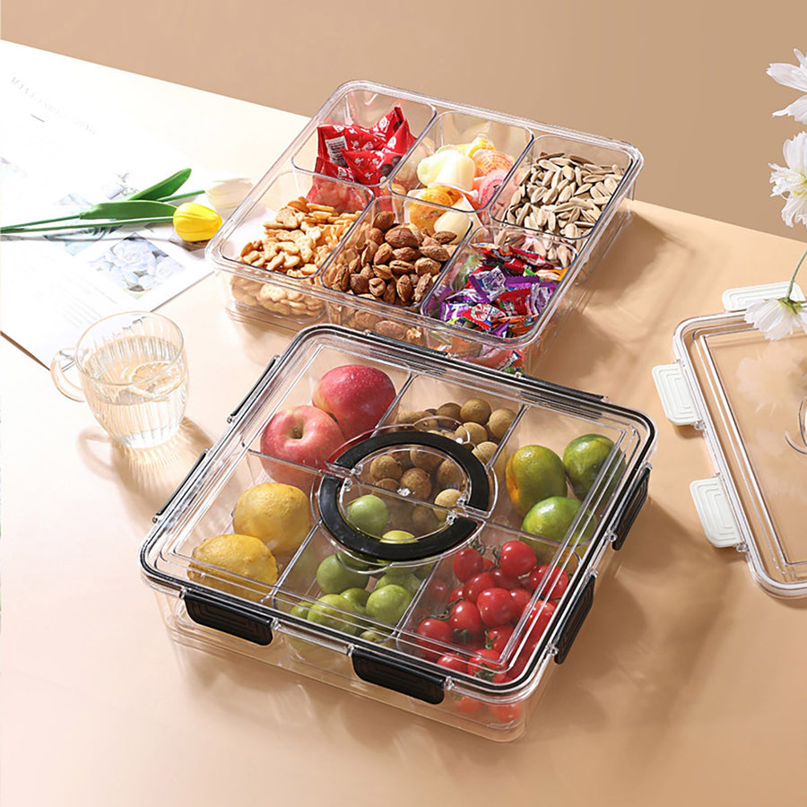 2 Sets Sealed Box Crisper Box Fridge Storage Box with 6 Detachable Compartments Food Preservation Case Fruit Spice Image 1