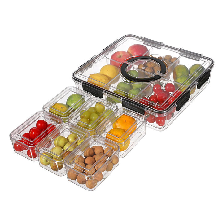 2 Sets Sealed Box Crisper Box Fridge Storage Box with 6 Detachable Compartments Food Preservation Case Fruit Spice Image 3