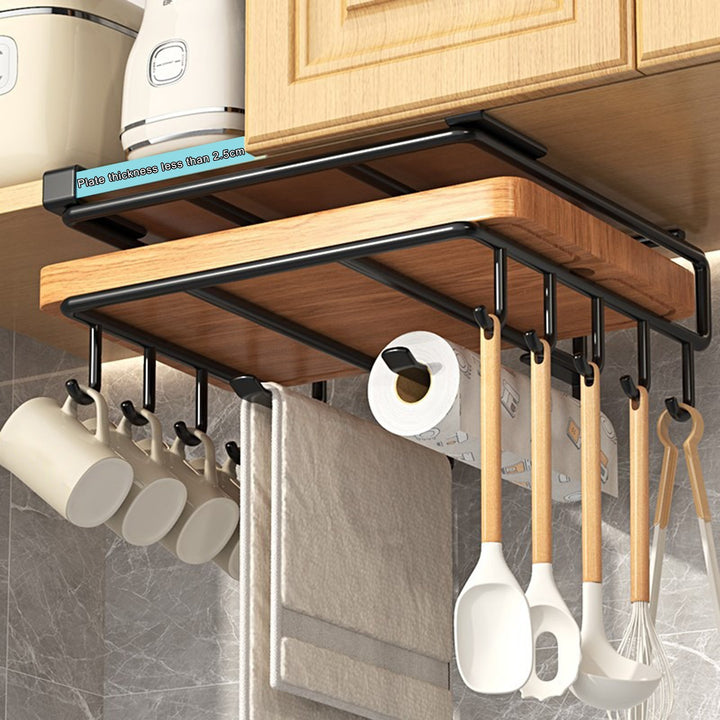 Cabinet Hanger with Multi Hooks Punch-free Installation Stainless Steel Lid Cutting Board Holder Kitchen Utensil Cup Image 11