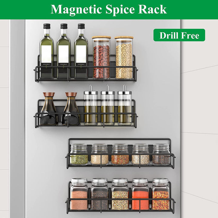 1/2/4 Pcs Magnetic Refrigerator Storage Rack Punch-free Anti-slip Great Load Bearing Strong Magnet Kitchen Spice Image 11