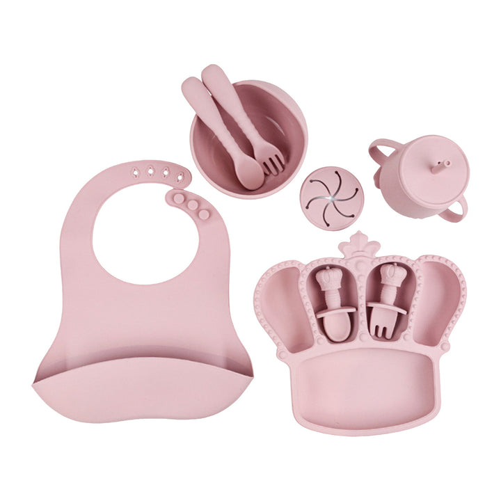 9Pcs Silicone Baby Feeding Set Suction Bowl Divided Plate Bibs Fruit Feeder Spoons Forks Sippy Cup Utensil Sets BPA-Free Image 6