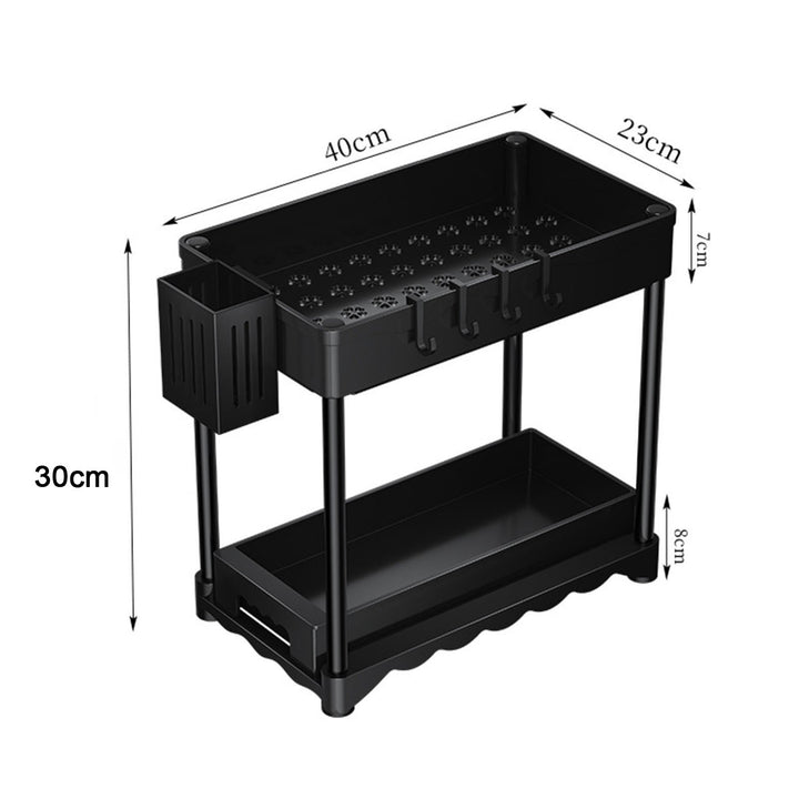 40x23cm Storage Rack Pull Out Bathroom Cabinet Organizer with Hook Storage Cylinder 2 Tier Storage Holder for Kitchen Image 6