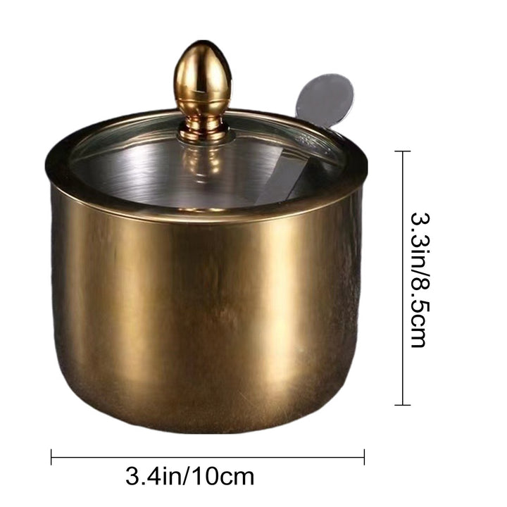 1/2/3Pcs Stainless Steel Seasoning Jar Sugar Container with Glass Lid Spoon Kitchen Countertop Coffee Bar Sugar Bowl for Image 6