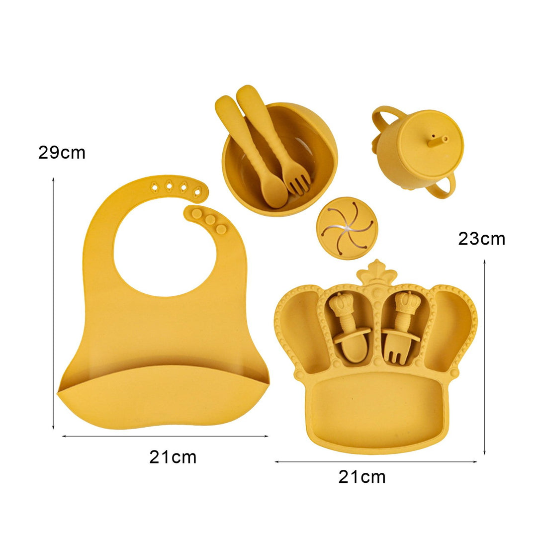 9Pcs Silicone Baby Feeding Set Suction Bowl Divided Plate Bibs Fruit Feeder Spoons Forks Sippy Cup Utensil Sets BPA-Free Image 11