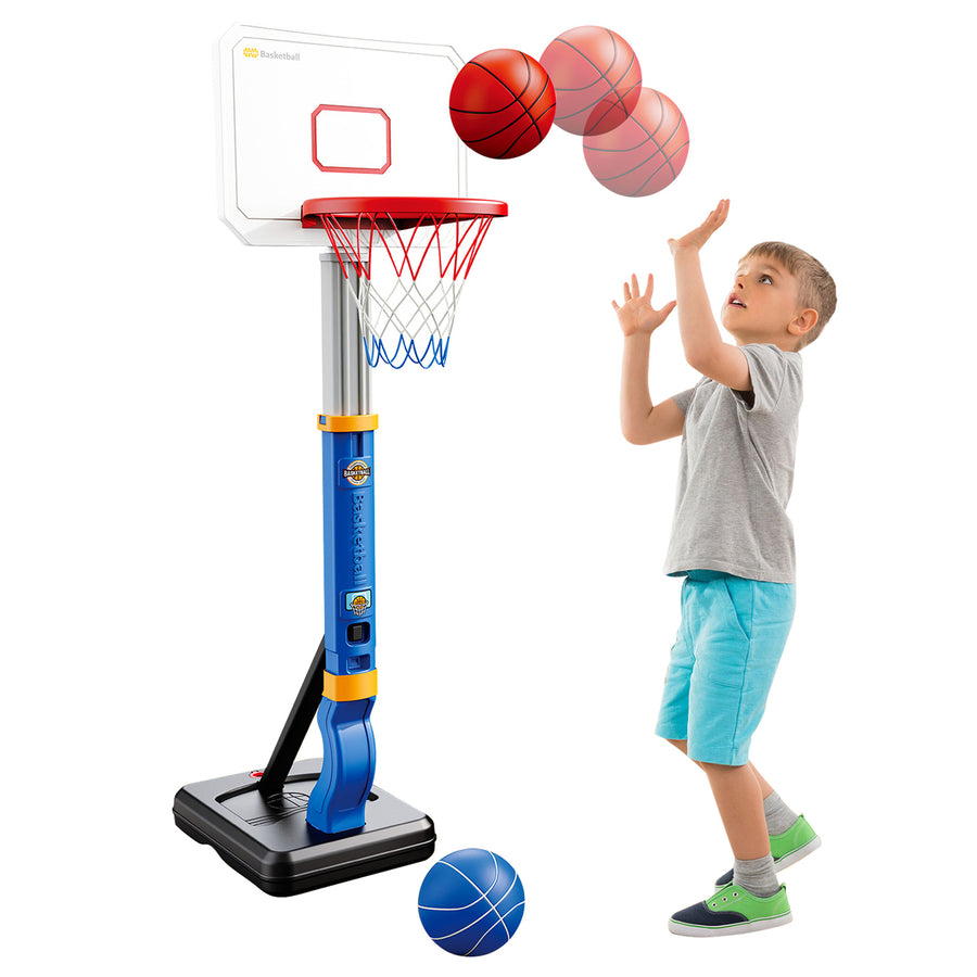 Pool Basketball Hoop Toy with 4 Balls Inflator Adjustable Height Swimming Poolside Indoor Outdoor Garden Basketball Image 1