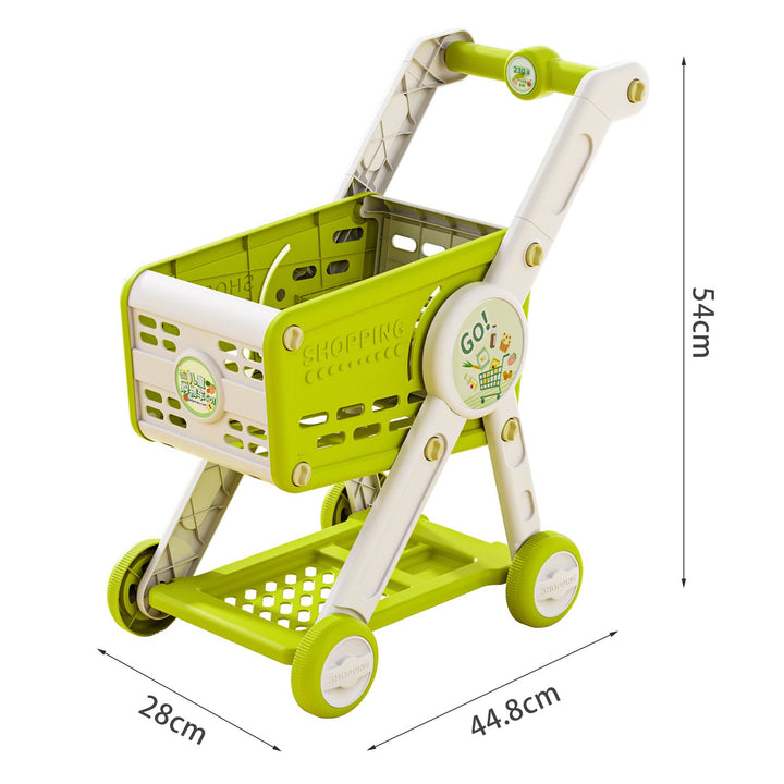 Kids Shopping Cart Toy with 29 Fruit Vegetable Food Accessories Role-Playing Mini Shopping Trolley Pretend Play Grocery Image 8