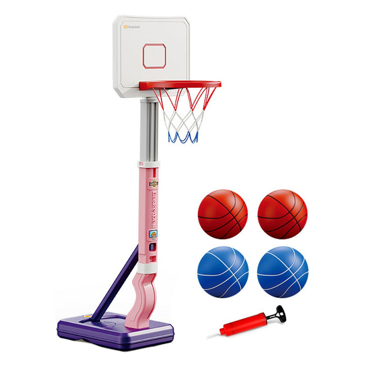 Pool Basketball Hoop Toy with 4 Balls Inflator Adjustable Height Swimming Poolside Indoor Outdoor Garden Basketball Image 3