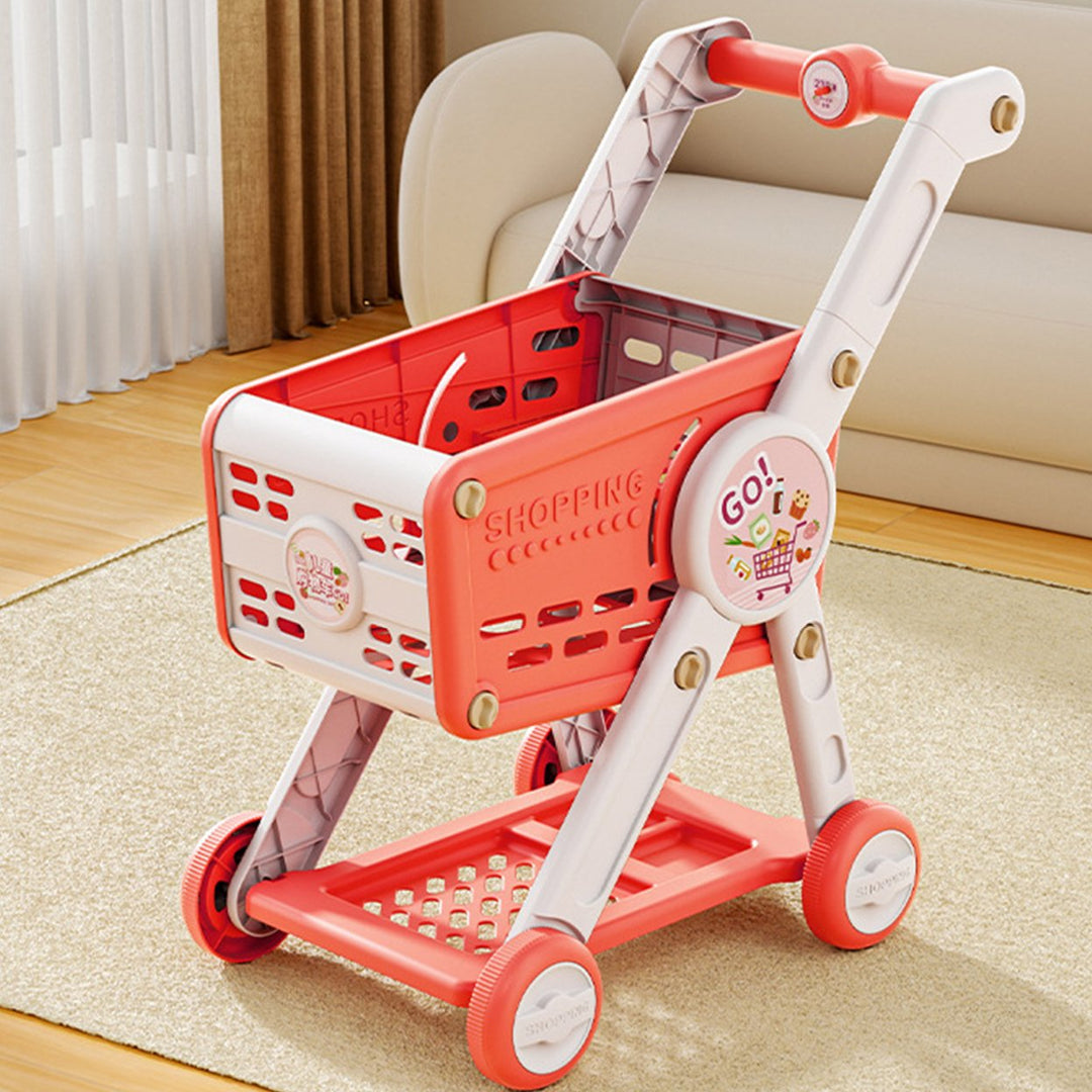 Kids Shopping Cart Toy with 29 Fruit Vegetable Food Accessories Role-Playing Mini Shopping Trolley Pretend Play Grocery Image 12