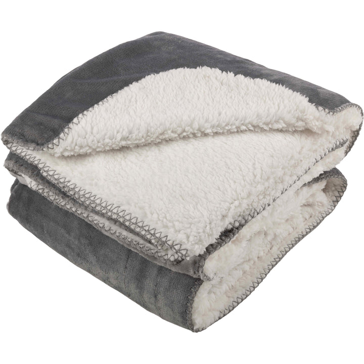 PETMAKER 80x100 Water-Resistant Dog Blanket Plush Sherpa Reversible Gray Image 1