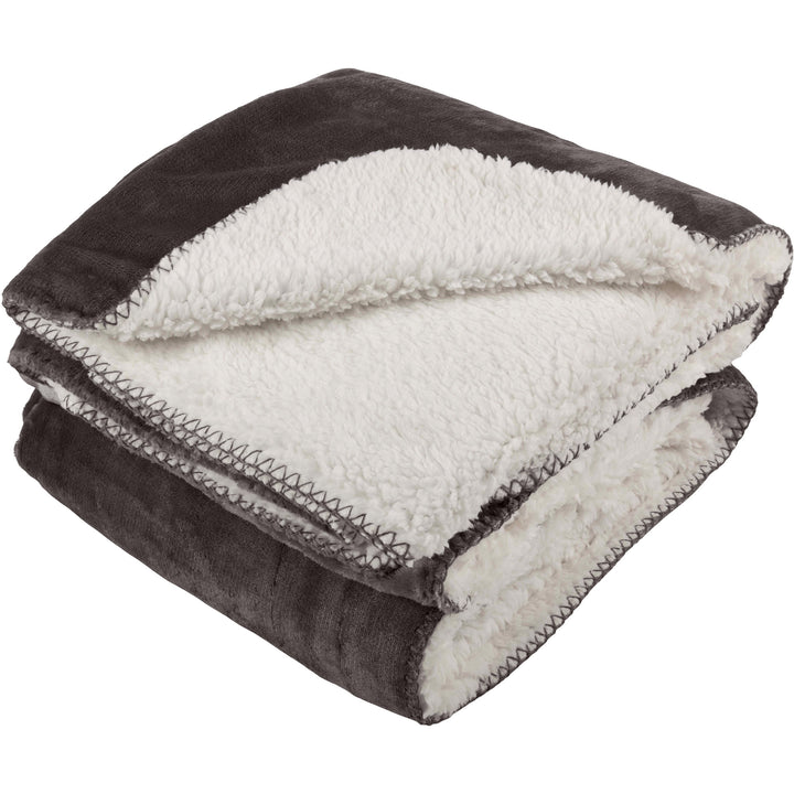 PETMAKER 80x100 Water-Resistant Dog Blanket Plush Sherpa Reversible Gray Image 4