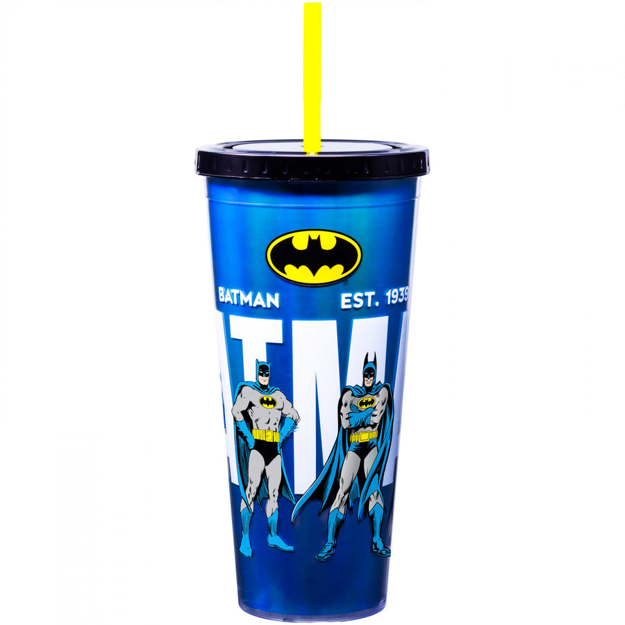 Batman Comic Poses Foil Travel Mug with Straw Image 1