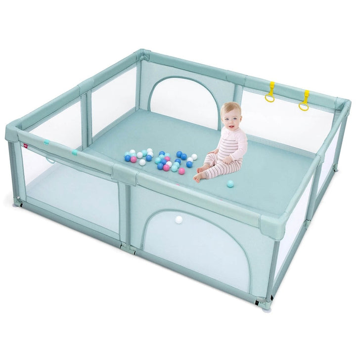 Costway Extra Large Baby Playpen Safety Baby Play Yard wIth 50 Ocean Balls and 4 Handles Image 1