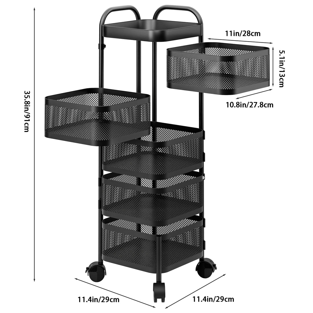 Kitchen Trolley Rotating Kitchen Storage Shelves Vegetable Storage Organizer Fruit Basket Floor Stand Shelf Fruit Tower Image 10