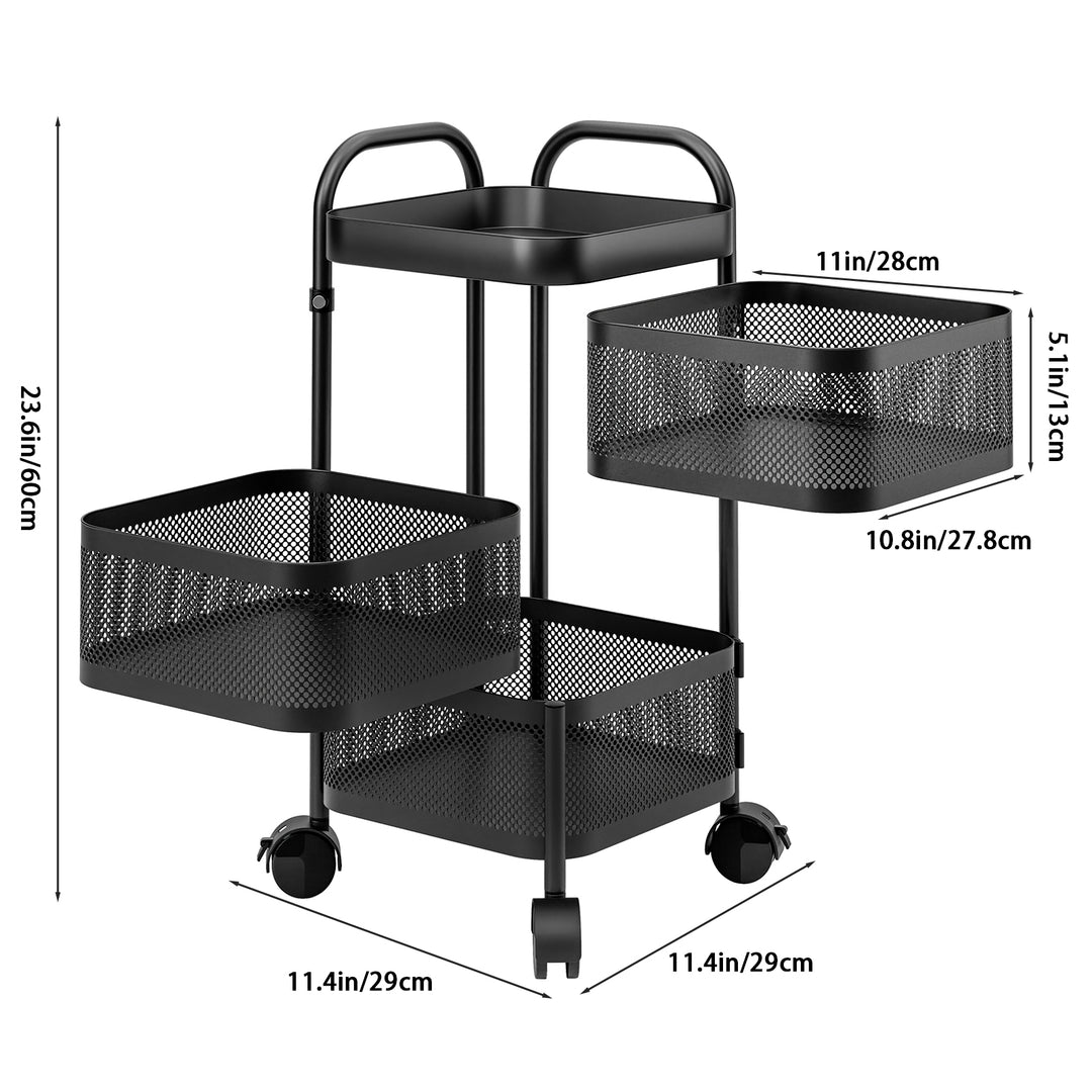 Kitchen Trolley Rotating Kitchen Storage Shelves Vegetable Storage Organizer Fruit Basket Floor Stand Shelf Fruit Tower Image 12