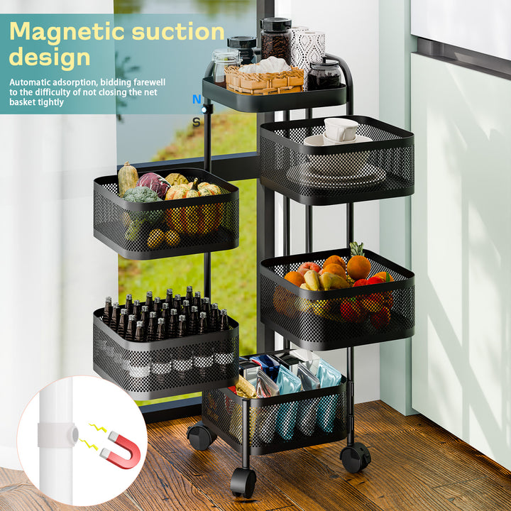 Kitchen Trolley Rotating Kitchen Storage Shelves Vegetable Storage Organizer Fruit Basket Floor Stand Shelf Fruit Tower Image 4