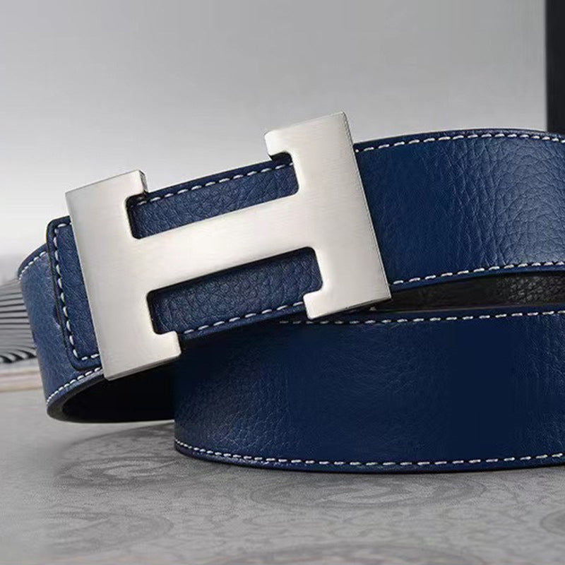 Fashion Flat Buckle Leather Belt Image 6