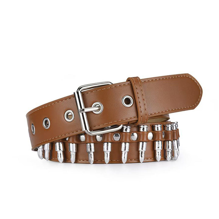 Edgy Cool Bullet Leather Belt Image 4