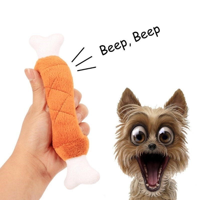 Soft Fleece Chicken Leg Dog Toy Interactive Squeak Outdoor Training Supplies Image 1